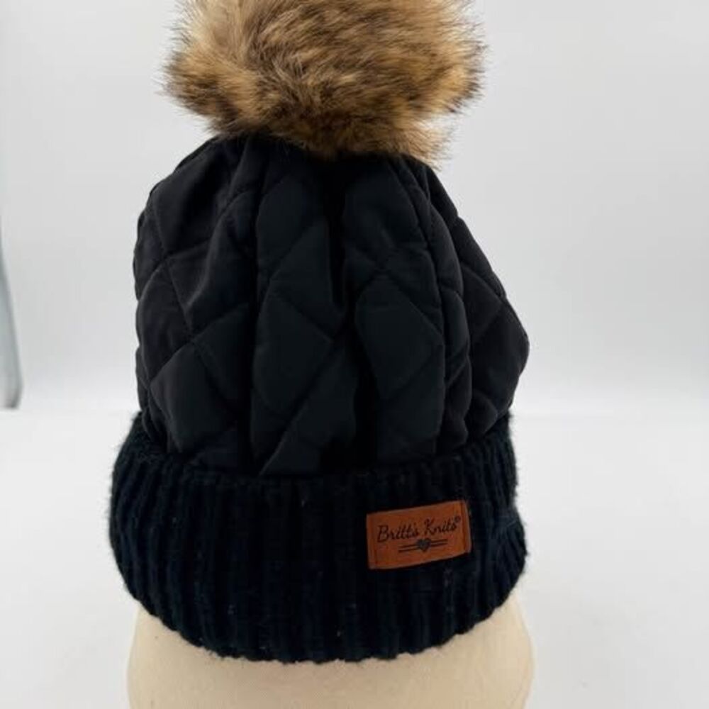 Britt's Knits Quilted Pom Beanie